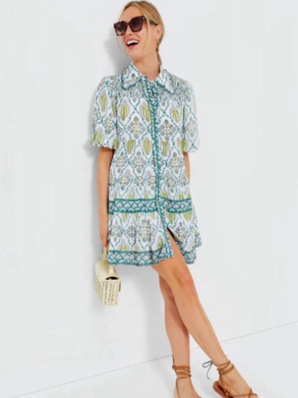 Tuckernuck Ash & Eden Green Zinnia Shirt Dress Size XS